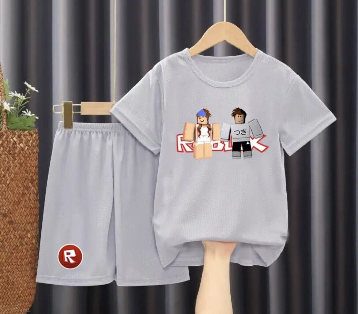 Roblox T-Shirt Summer Boys Girls Black Sweatshirt for Kids and