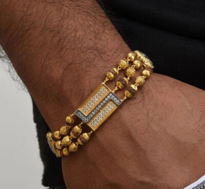 Gram Gold Plated Om Glamorous Design Rudraksha Bracelet for