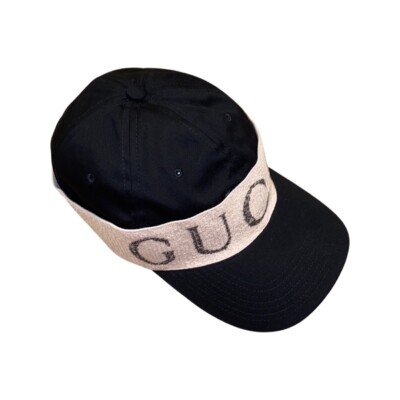 Gucci Black Logo Linen Baseball Cap Size Medium | eBay display picture 1