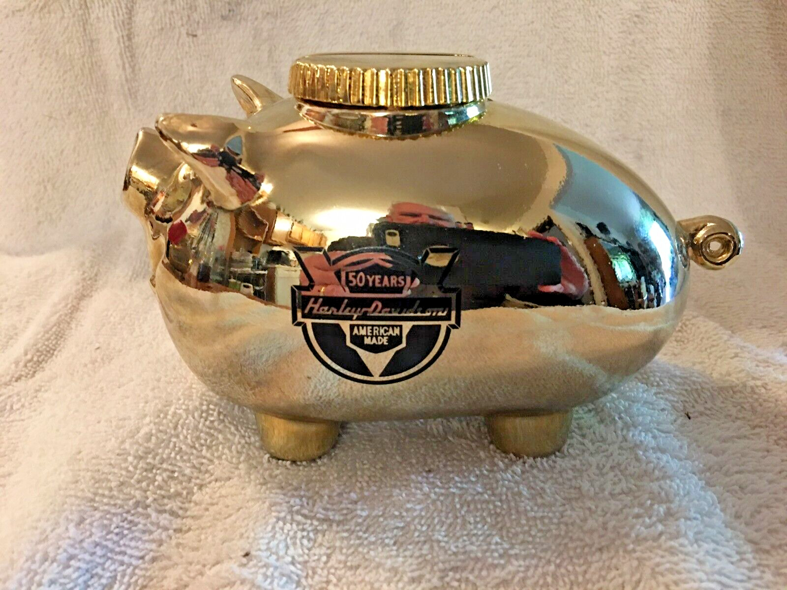 Vintage Harley Davidson 25th and 50th Anniversary Metal HOG Banks