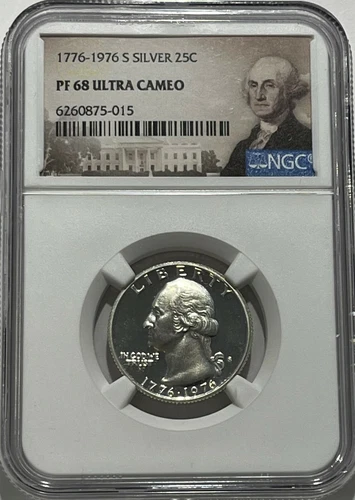 1776 - 1976 S NGC PF68 ULTRA CAMEO PROOF SILVER WASHINGTON QUARTER BICENTENNIAL
