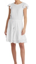 New Womens Lauren Ralph Lauren White Eyelet Embroidery Jersey Dress 0