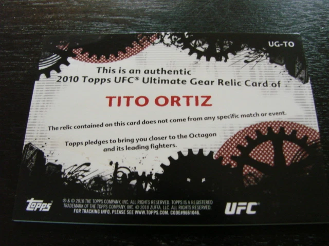 2010 Topps UFC Tito Ortiz Gear Relic Card (B101) Ultimate Gear - Image 2 of 2