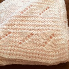 Nursery Bedding Pink Baby Blanket Soft HandCrafted Crochet Crib / Cuddle 40  X36  
