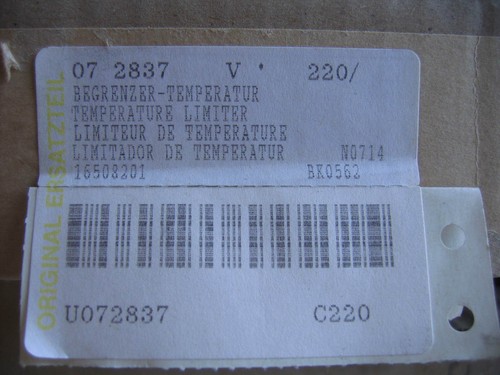 Siemens Original Begrenzer Temperatur BK Kochendwassergerät 072837Neu Thermostat - Bild 2 von 6