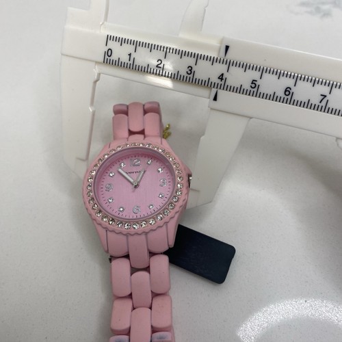 New Women's Akribos XXIV AK781WTP Quartz Pink Crystal Bezel White Ceramic Watch - Picture 8 of 11