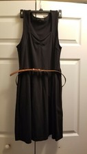 Plus Size 2X Black Belted Fit And Flare Comfy Dress