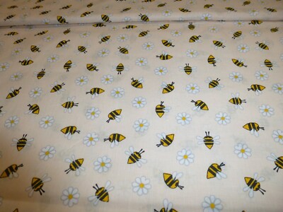 NEU Stoff 100 Baumwolle Patchwork Kinderstoff Bienen Blumen