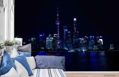 3D City Building Night Scene Wall Murals Wallpaper Murals Wall Sticker