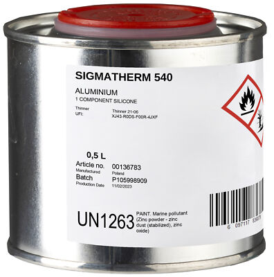 Sigmatherm 540 Hitzebeständige Farbe fur Grill beständig 600°C  ️ Silber 0,5 L