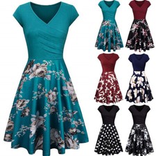 Womens Summer Floral Tunic Dress Boho Ladies Evening Party Ruffle Swing Dress US