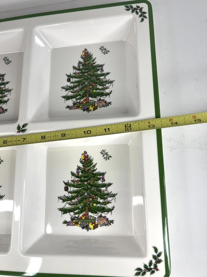 Spode Christmas Tree Melamine 4 Section Snack Tray 13.5” Melamine EUC - Image 3 of 3