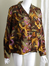Christopher & Banks Sz L Funky Modernist Purple Orange Moleskin Soft Jacket Art