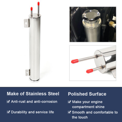 Universal Polished Stainless Steel Coolant Overflow Tank | 2"x13", 20 Oz Capacity For Hot Rods & Classic Cars