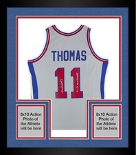 Framed Isiah Thomas Pistons Signed Mitchell & Ness 1982 Swingman Jersey w/Insc