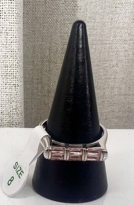 Bomb Party Original Größe 8 Ring - mit Etikett, ohne Tasche - rosa Stein auf Rhodium