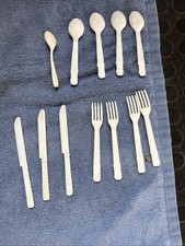 Vintage Plastic Toy Flatware set Children's Pretend Kitchen Lot