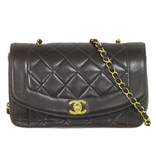 CHANEL CC Matelasse Leather Chain Shoulder Crossbody Bag Black Gold