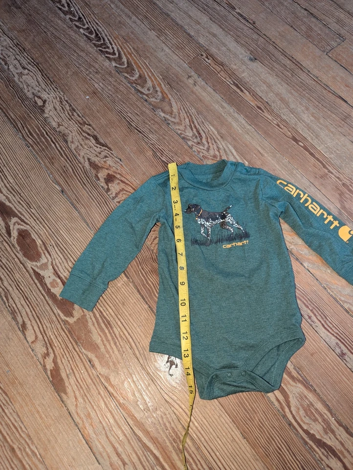 Боди с длинным рукавом Carhartt для мальчиков размер 18 месяцев кинза зеленая собака цельный - Изображение 2 из 4