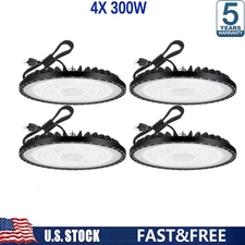 4 Pack 300W UFO Led High Bay Light Factory Commercial Warehouse Industrial Light