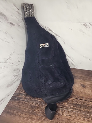 ~Kavu Rope Sling Sherpa Fleece Bag Marsh Black Fuzzy Backpack