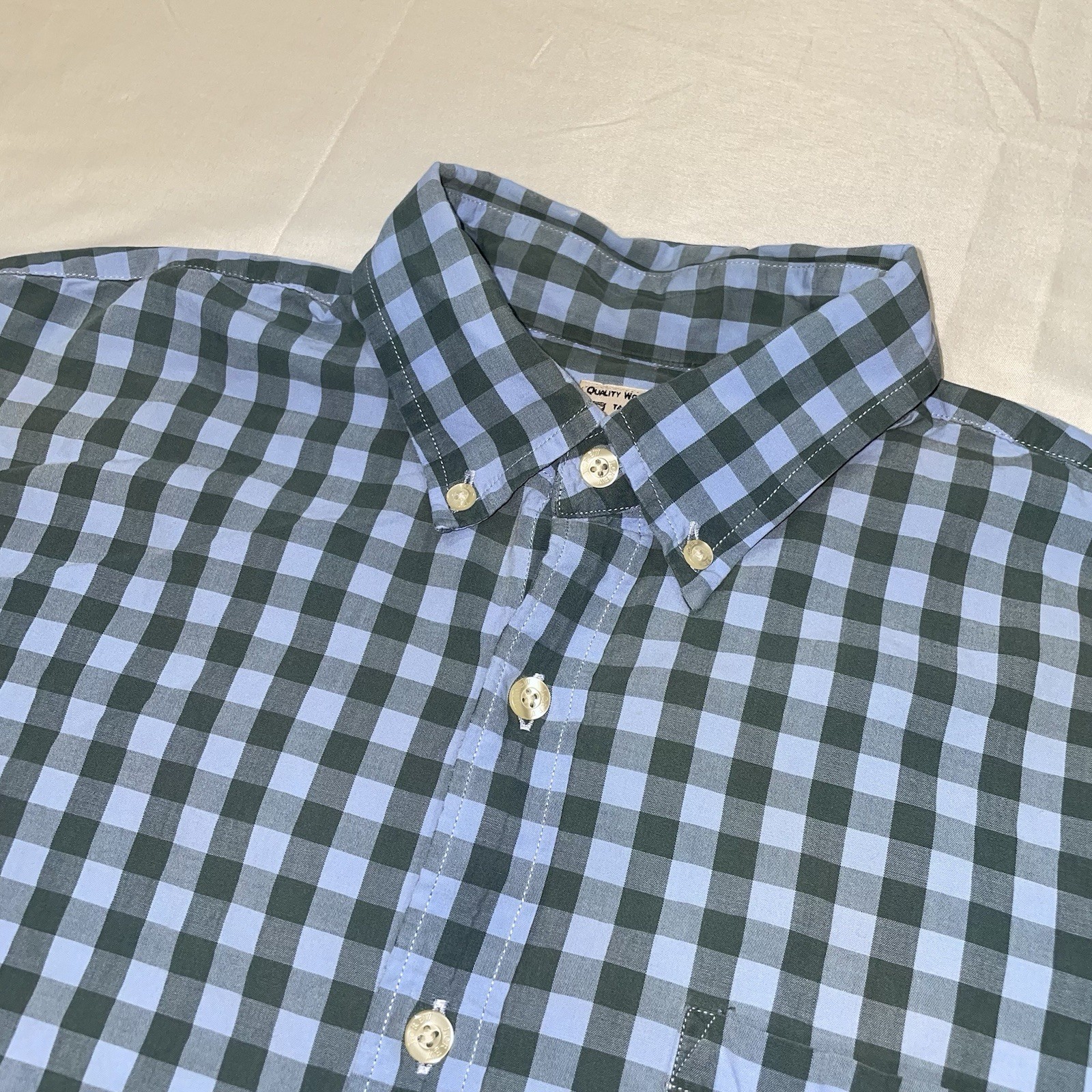 J.Crew Blue/Green Gingham Plaid Button-down Long-sleeve Shirt Men’s Medium