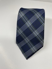 Black Brown 1826 Silk Men s Neck Tie navy blue tartan plaid