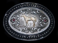 TC13133 VINTAGE 1970s  HORSE  WESTERN  COWBOY BELT BUCKLE