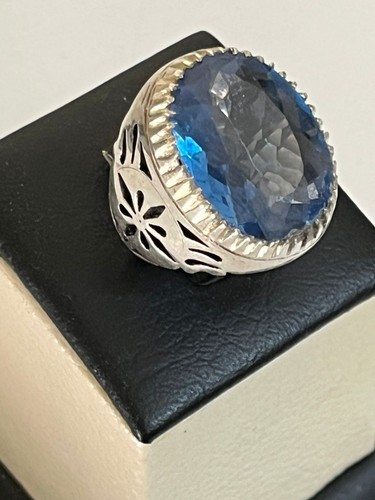 Men 925 Silver Ring Featuring Genuine Topaz Bold Style Timeless Elegance Jewelry - Picture 6 of 22