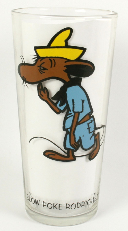 1973 LOONEY TUNES "SLOW POKE RODRIGUEZ" PEPSI GLASS WARNER BROS. BLACK LETTERING