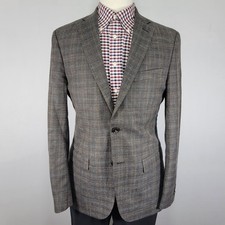 Lauren Ralph Lauren Men's Sport Coat Blazer Brown Plaid Silk Wool Linen Size 40R