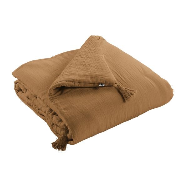 Édredon gaze de coton Gaïa Camel 150x150 haut de gamme