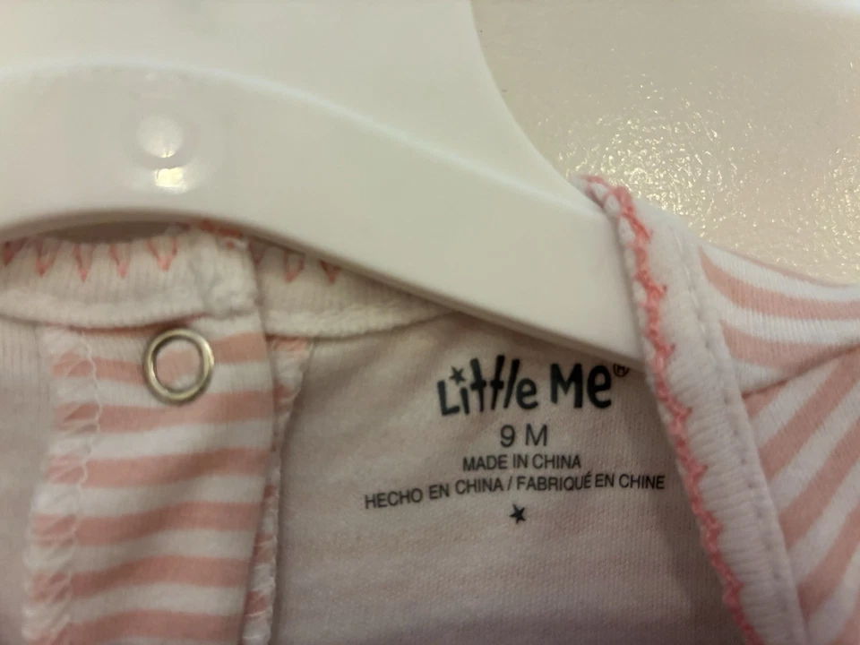 Vestido Body Little Me Bebé Niñas Bordado Fresa Sin Mangas Rosa 9M Foto 2 de 4