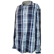 Michael Kors Cotton Blue Plaid Button Down Classic Fit Size XL
