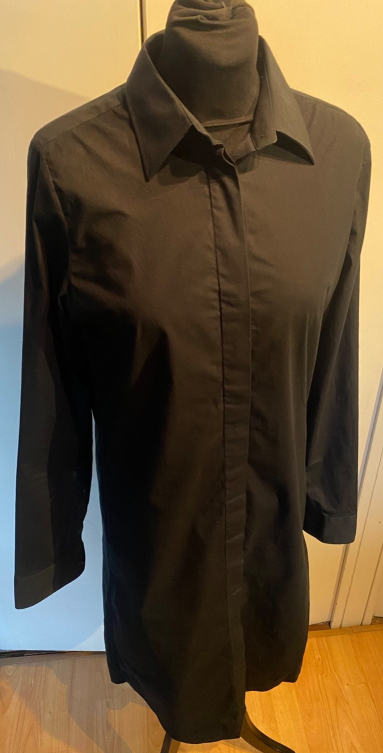 Maison Margiela, Abito Camicia Nera Manica Lunga Vintage Maison Martin Margiela Busto 37"