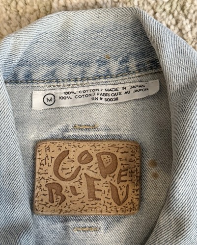 VINTAGE 1980's Code Bleu Denim Jacket MADE IN JAPAN Light Wash - Size Adult M - Picture 5 of 9