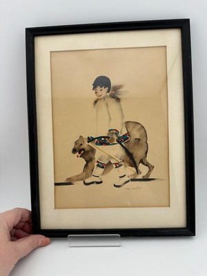 Svea Wester Framed Art Print Inuit Figure With Bear VG