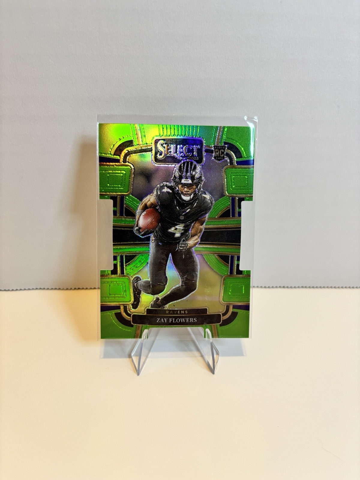 2023 Panini Select - Zay Flowers Concourse #8 Neon Green Prizm Die-Cut /599 RC