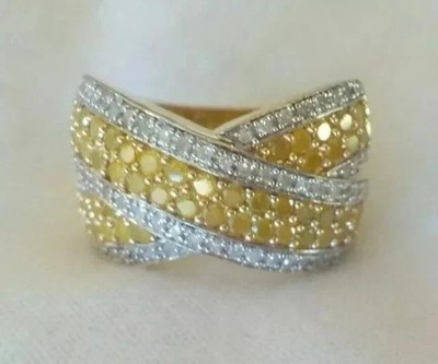 2 CT Round Cut Simulated Yellow Citrine Engagement Ring 14K White Gold Plated