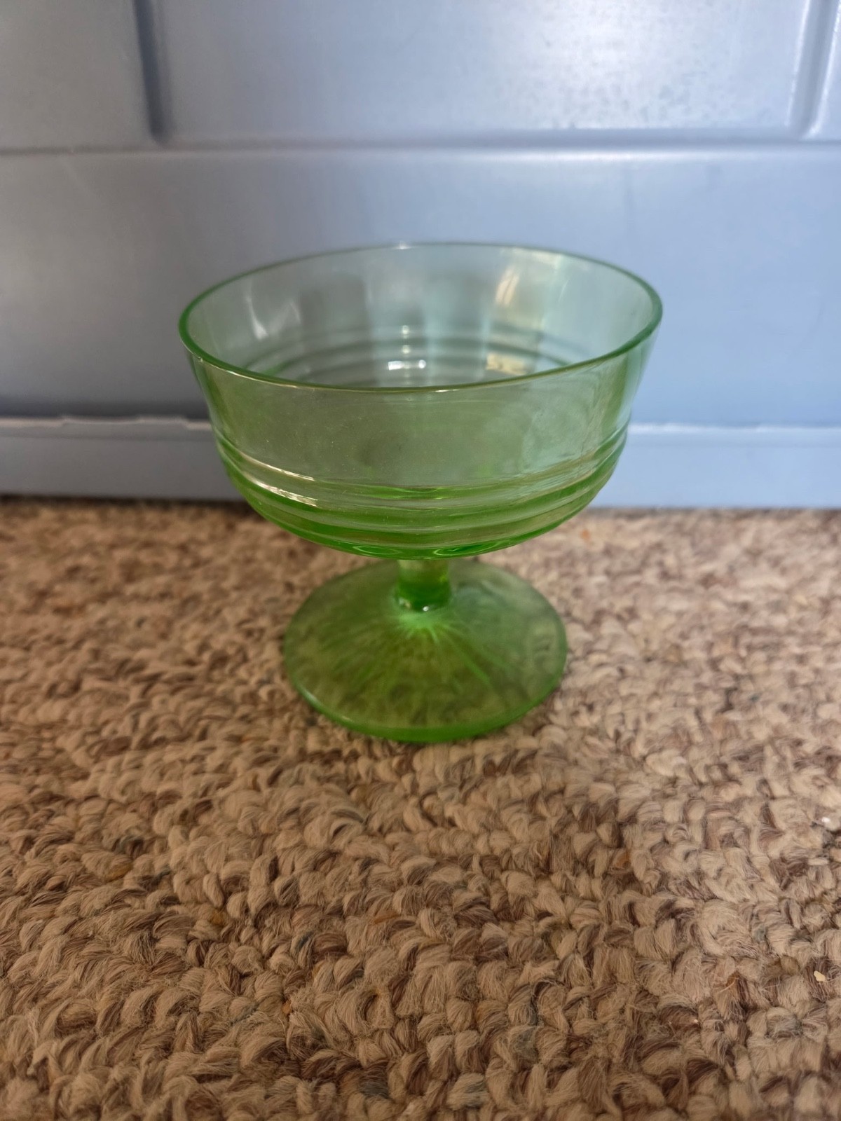 3 Anchor Hocking Block Optic Circles Green Champagne Tall Sherbet Uranium Glass