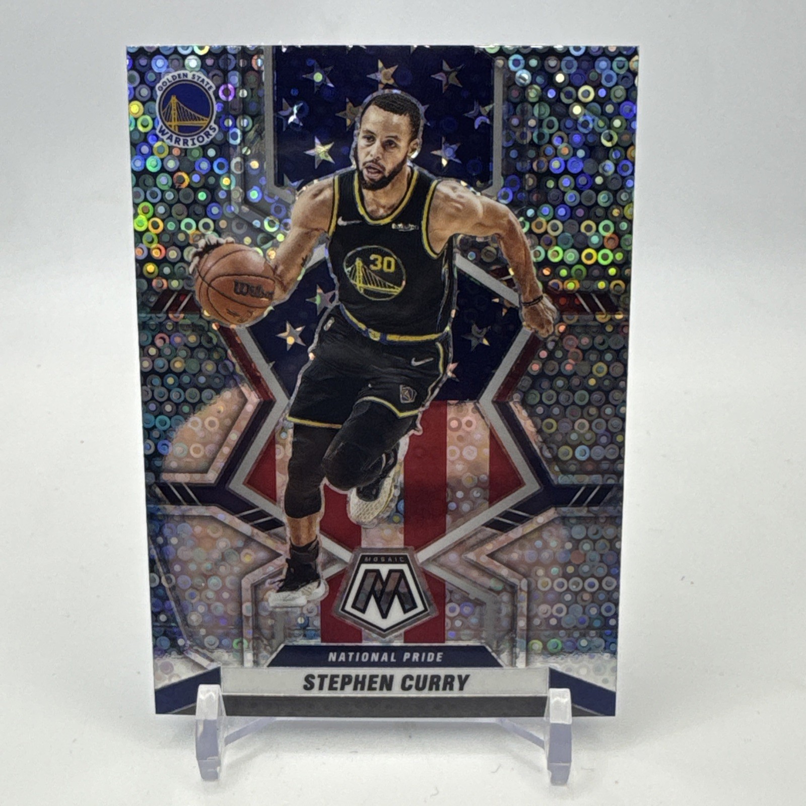 2021-22 Panini Mosaic - National Pride Stephen Curry #247 Fast Break Silver...