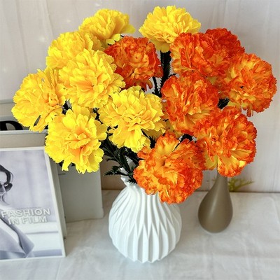Artificial Chrysanthemums Fall Flower Orange Marigold Flowersfor Day Of The Dead