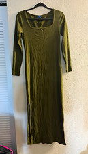 Old Navy Women’s Green Solid Square Neck Knit Long Sleeve Maxi Dress Size M