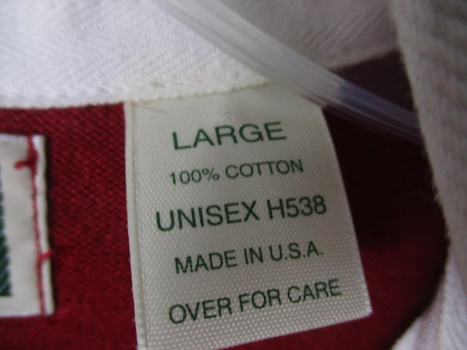 Vintage LL Bean Rugby Shirt Unisex Large Red Stripe Made USA Long Sleeve 90s - Image 4 of 4