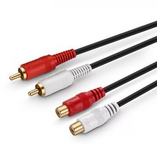 JSJ RCA Audio Extension Cable 2RCA Male to Female M/F Sound Lead 1.8M/6Ft Cord