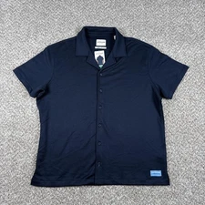 Scotch & Soda Shirt Mens XL Blue Short Sleeve Button Front Textured Knit Casual