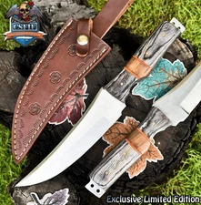 Ashen Edge Hot Item Full Tang Knife AUS-8 Steel Hard Wood Wooden Bolster Sports