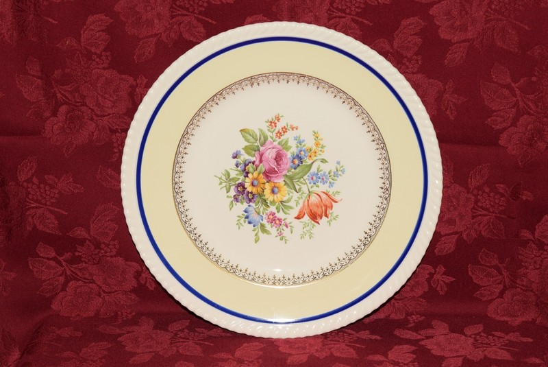 Vintage Johnson Bros. Dinner Plate Old English Floral Yellow Blue Scalloped Edge
