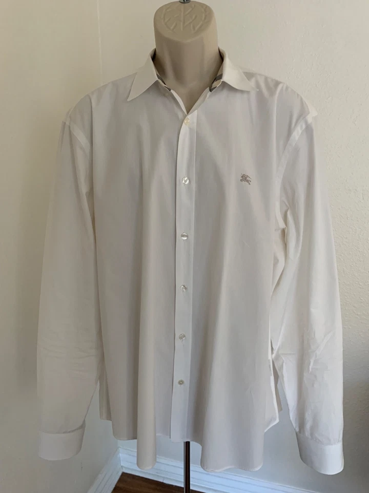 Мужская нарядная рубашка BURBERRY BRIT белая на пуговицах Nova клетчатая с длинным рукавом размер XXL - Изображение 2 из 4