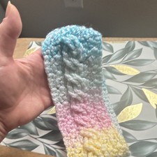 Crochet Braid Cable Knit Style Multicolor Colorblock Stretch Headband Handmade